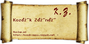 Kozák Zénó névjegykártya
